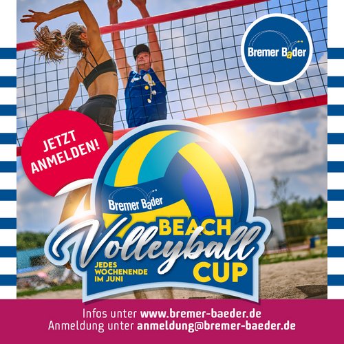 Ihr liebt es Beachvolleyball zu spielen? Dann schnell anmelden und mitmachen beim Bremer Bäder-Beachvolleyball-Cup! ...